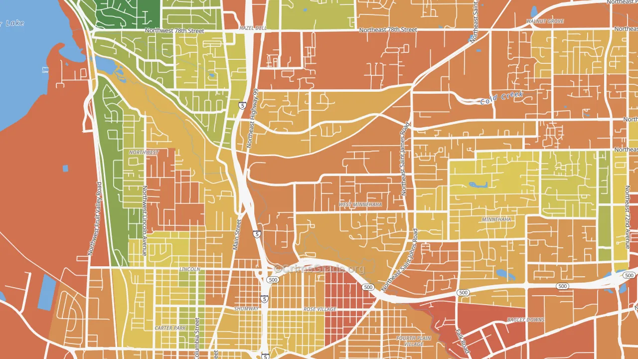 West Minnehaha, Vancouver, WA Map of Drug-Related Crime Rates