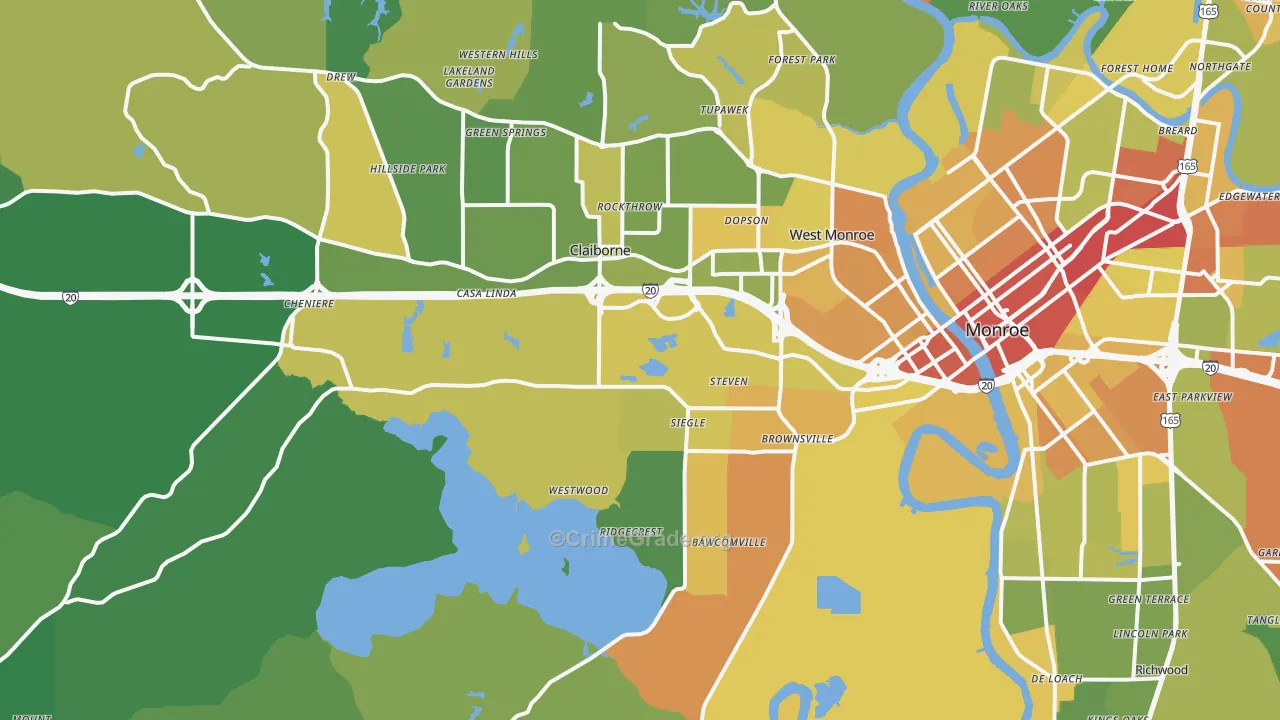 West Monroe, LA Map of Drug-Related Crime Rates