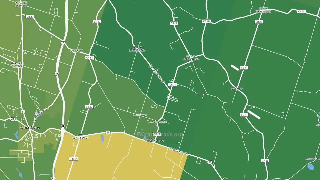 West Monroe, NY Map of Drug-Related Crime Rates