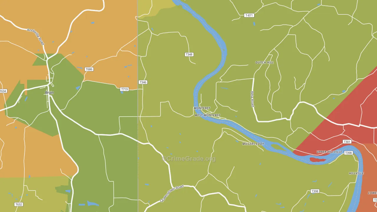 West Monterey, PA Map of Drug-Related Crime Rates