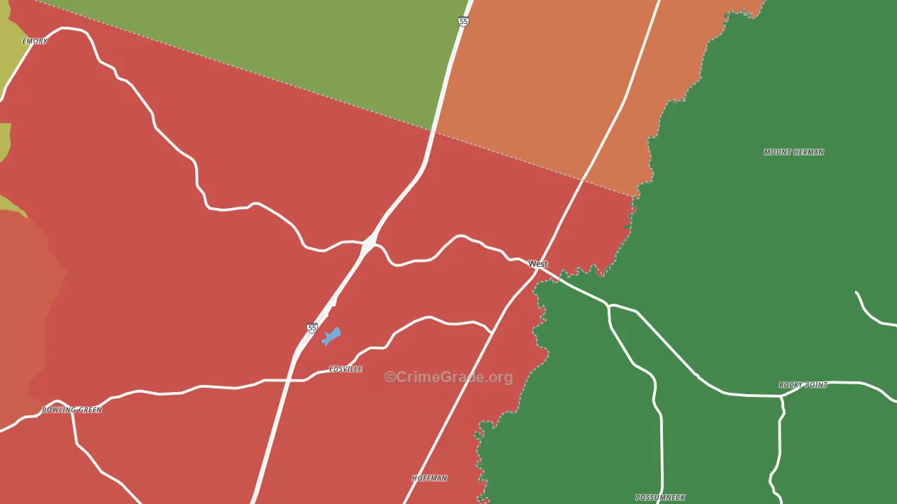 West, MS Map of Drug-Related Crime Rates