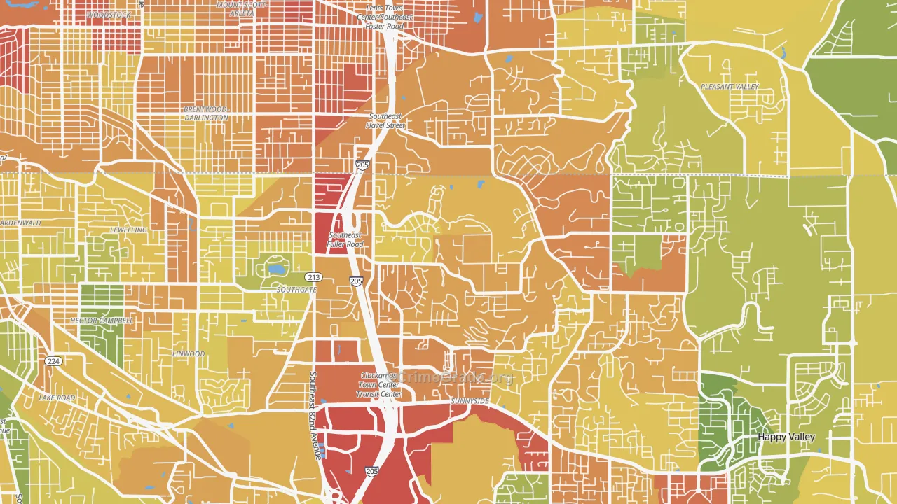 West Mt. Scott, Happy Valley, OR Map of Drug-Related Crime Rates