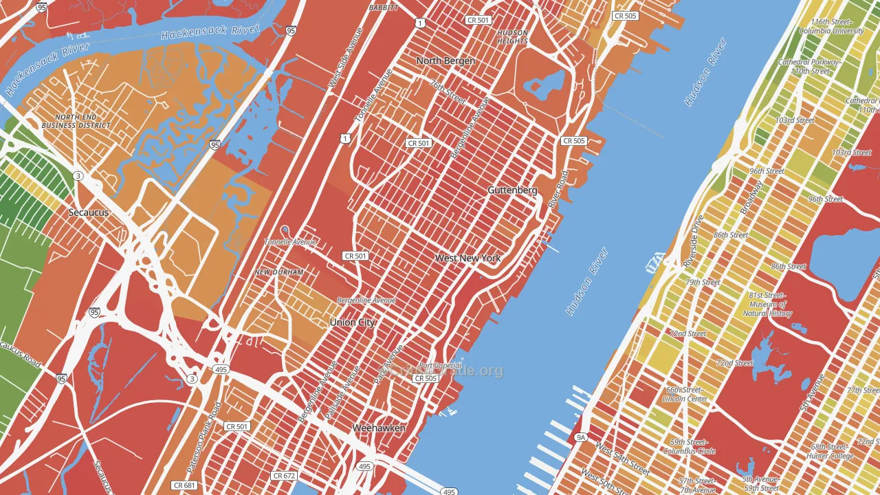 West New York, NJ Map of Drug-Related Crime Rates