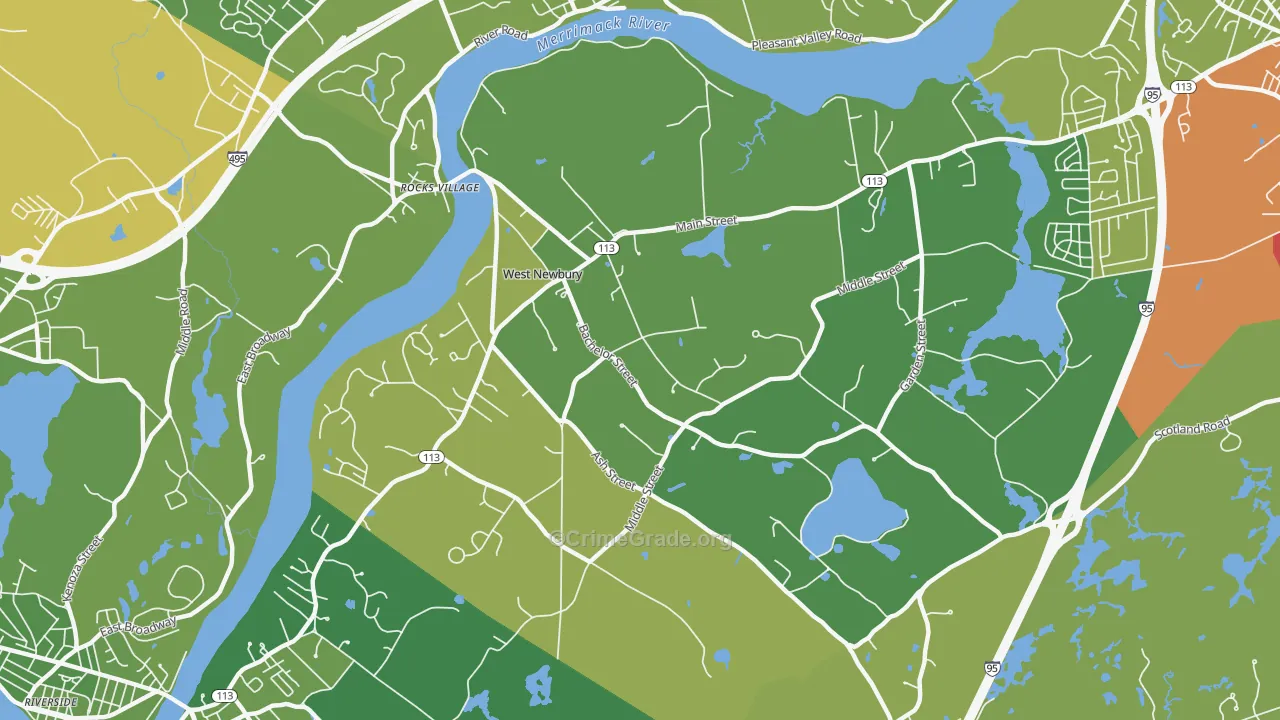 West Newbury, MA Map of Drug-Related Crime Rates