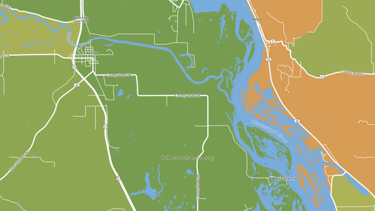 West Newton, MN Map of Drug-Related Crime Rates