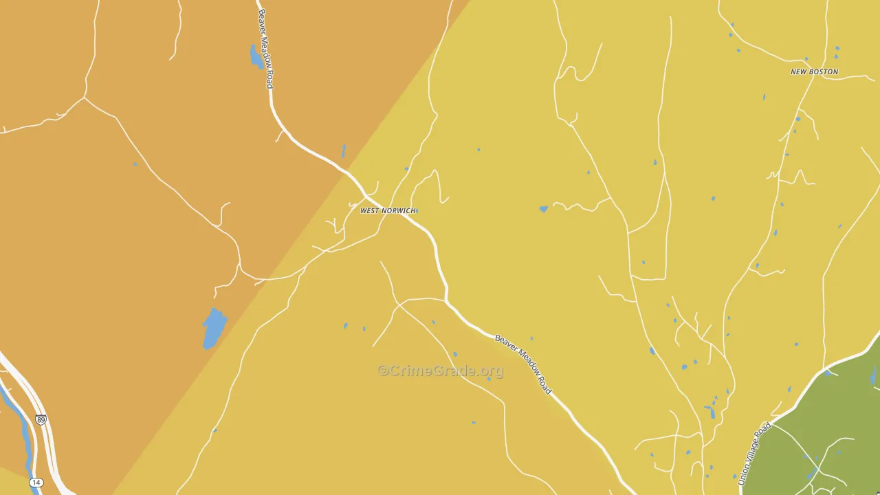 West Norwich, VT Map of Drug-Related Crime Rates