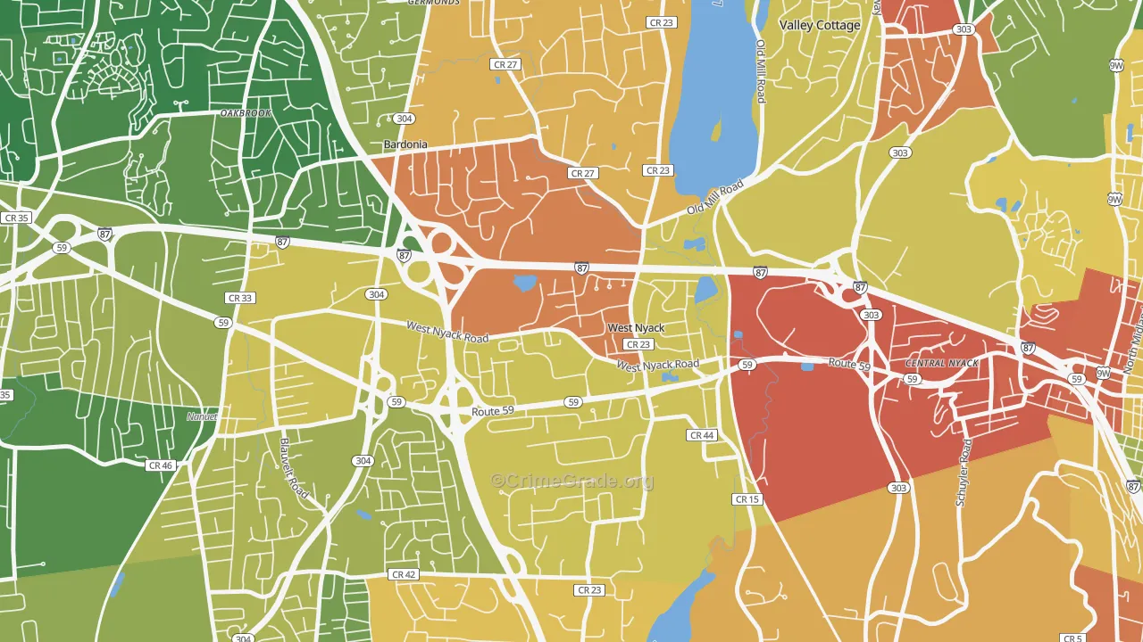 West Nyack, NY Map of Drug-Related Crime Rates