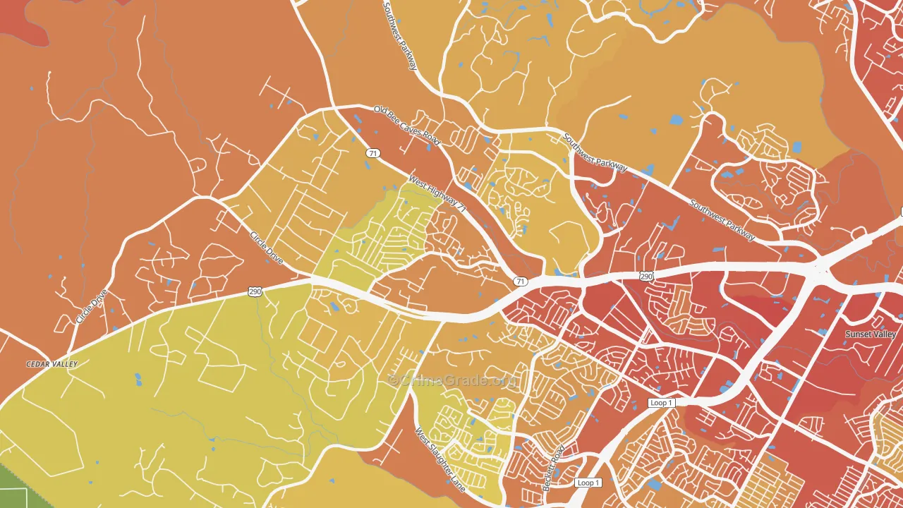 West Oak Hill, Austin, TX Map of Drug-Related Crime Rates