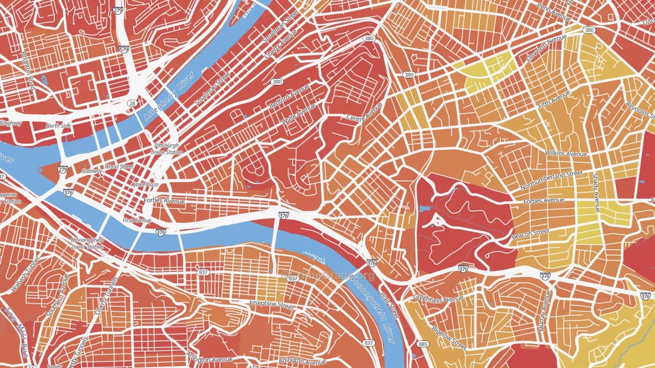 West Oakland, Pittsburgh, PA Map of Drug-Related Crime Rates