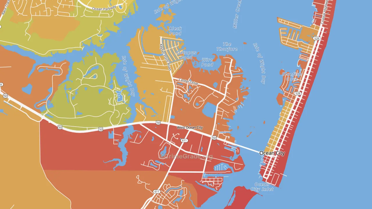 West Ocean City, MD Map of Drug-Related Crime Rates