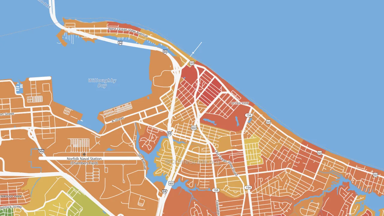 West Ocean View, Norfolk, VA Map of Drug-Related Crime Rates