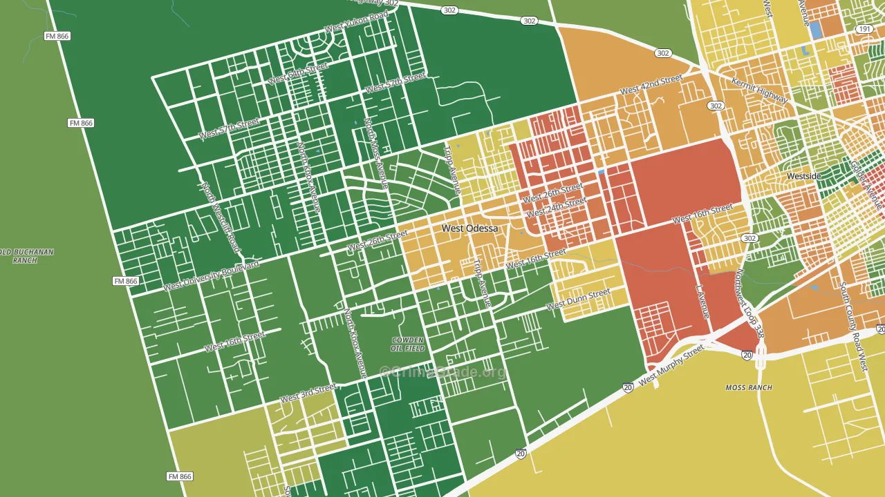 West Odessa, TX Map of Drug-Related Crime Rates