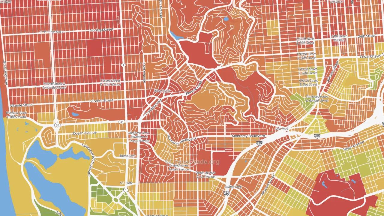 West of Twin Peaks, San Francisco, CA Map of Drug-Related Crime Rates