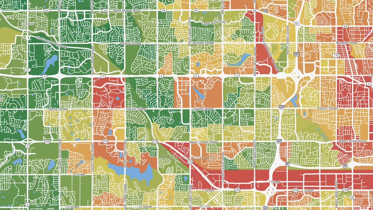 West Omaha, Omaha, NE Map of Drug-Related Crime Rates