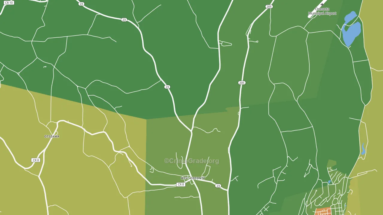 West Oneonta, NY Map of Drug-Related Crime Rates