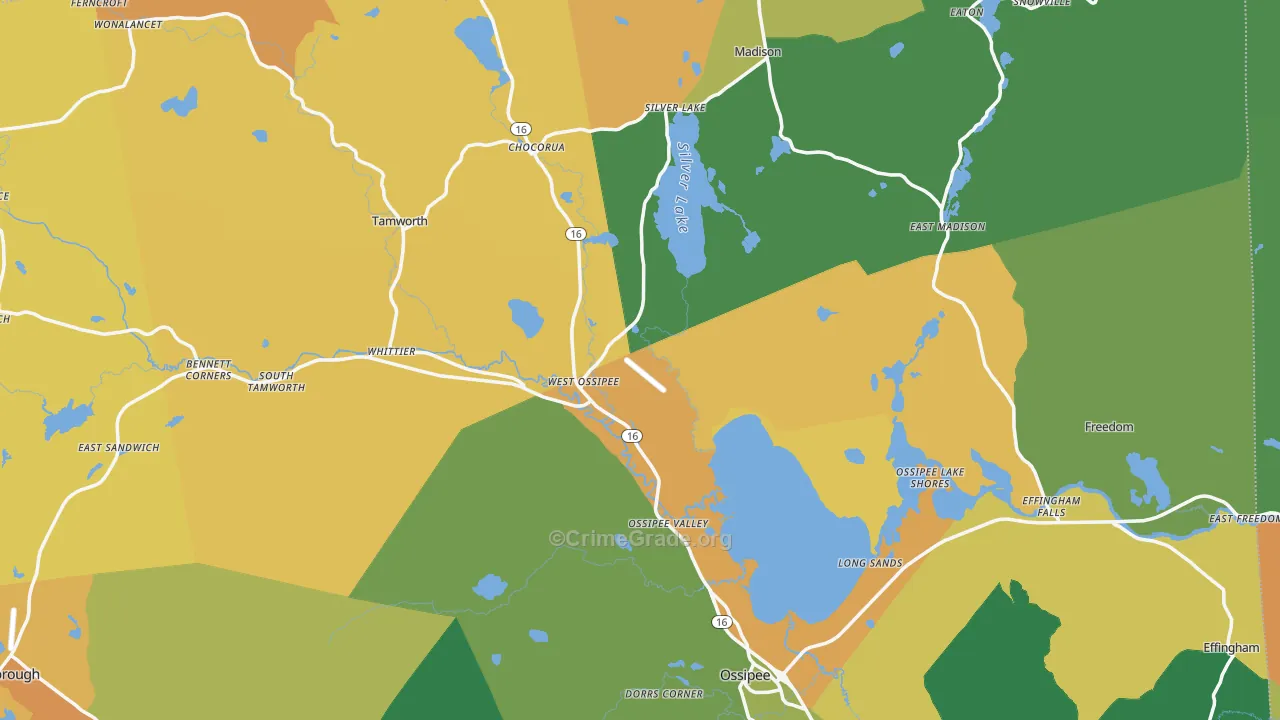 West Ossipee, NH Map of Drug-Related Crime Rates