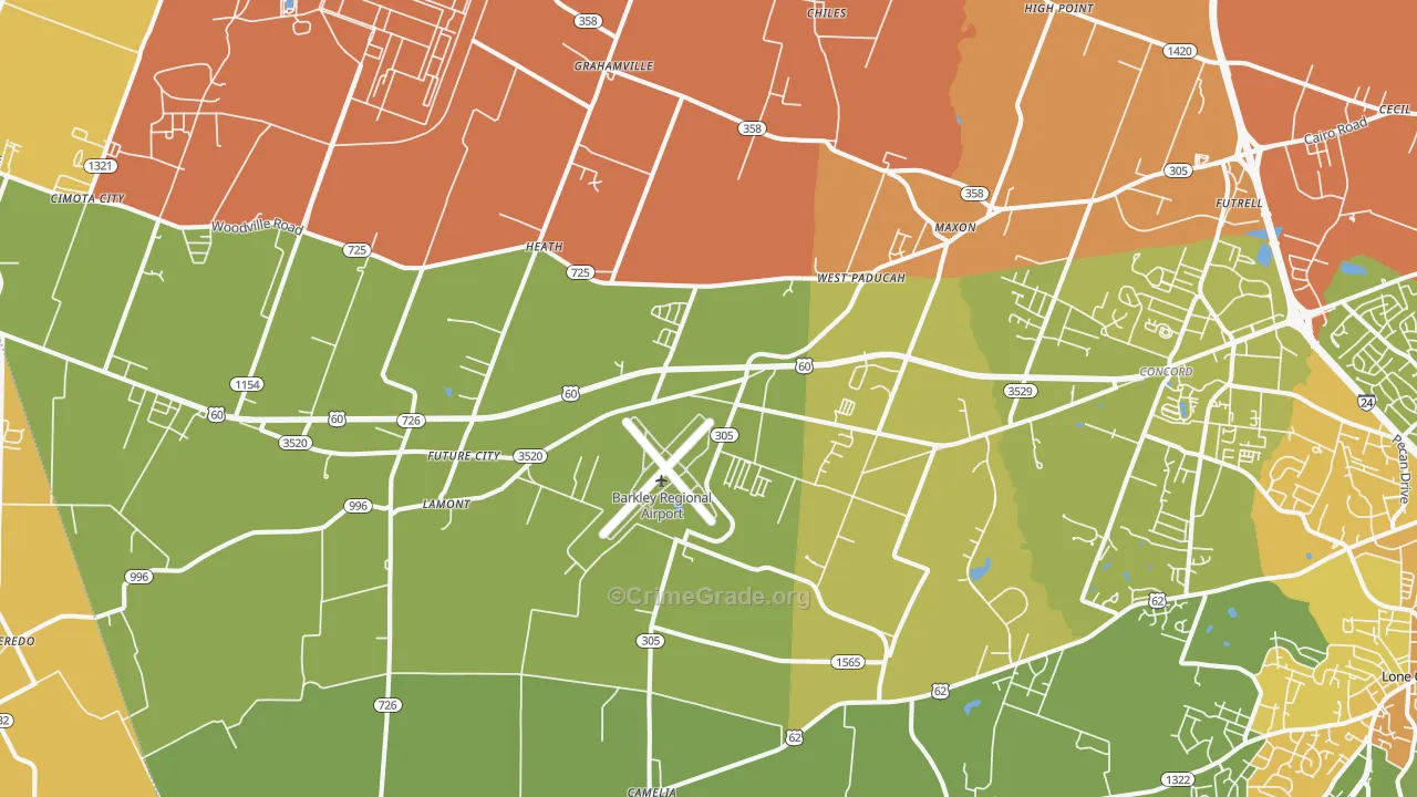West Paducah, KY Map of Drug-Related Crime Rates