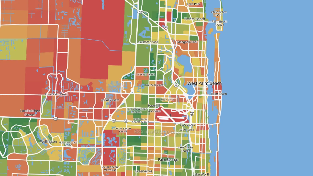 West Palm Beach, FL Map of Drug-Related Crime Rates