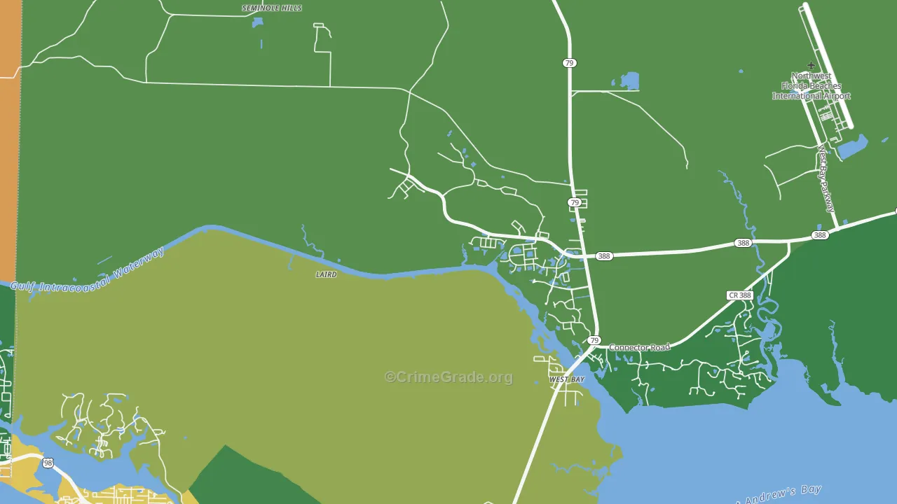 West Panama City Beach, FL Map of Drug-Related Crime Rates