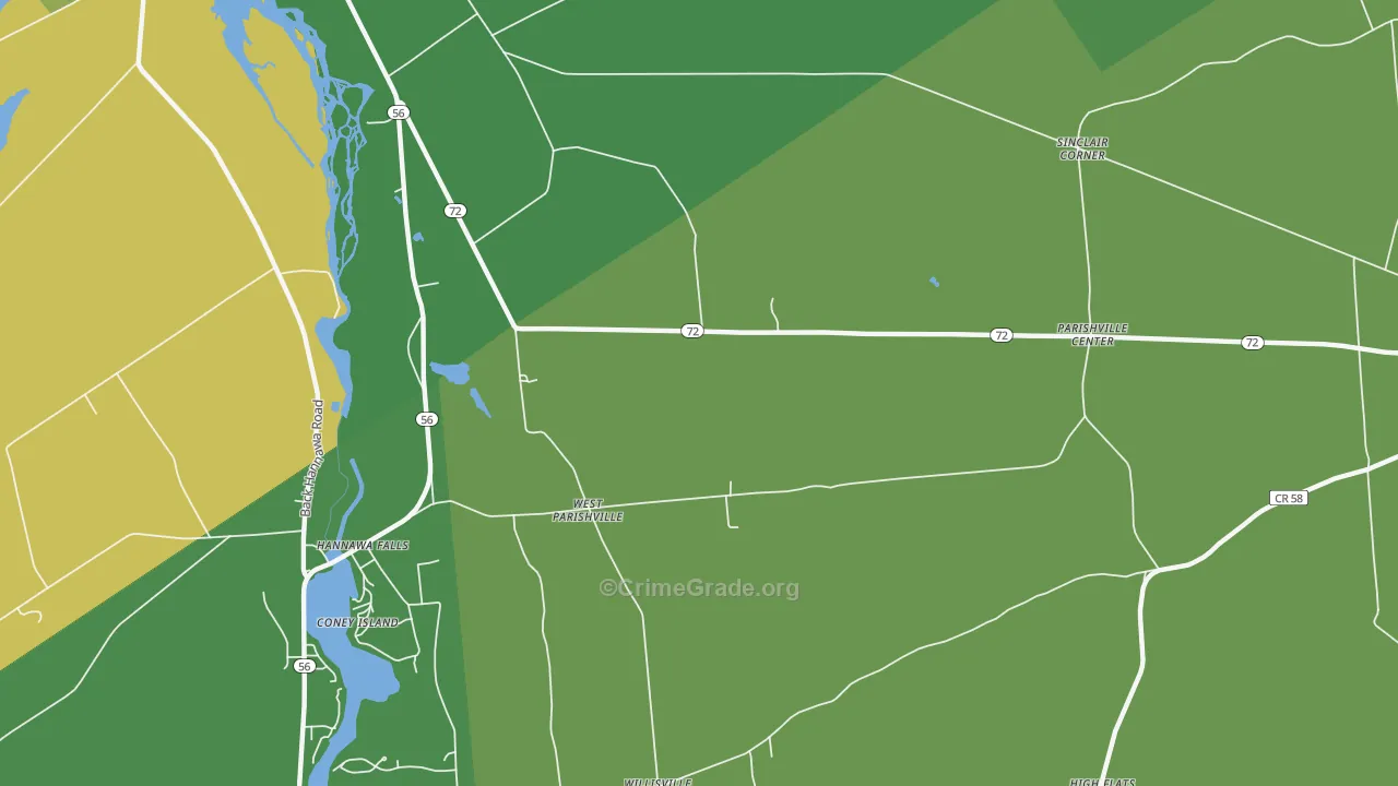 West Parishville, NY Map of Drug-Related Crime Rates