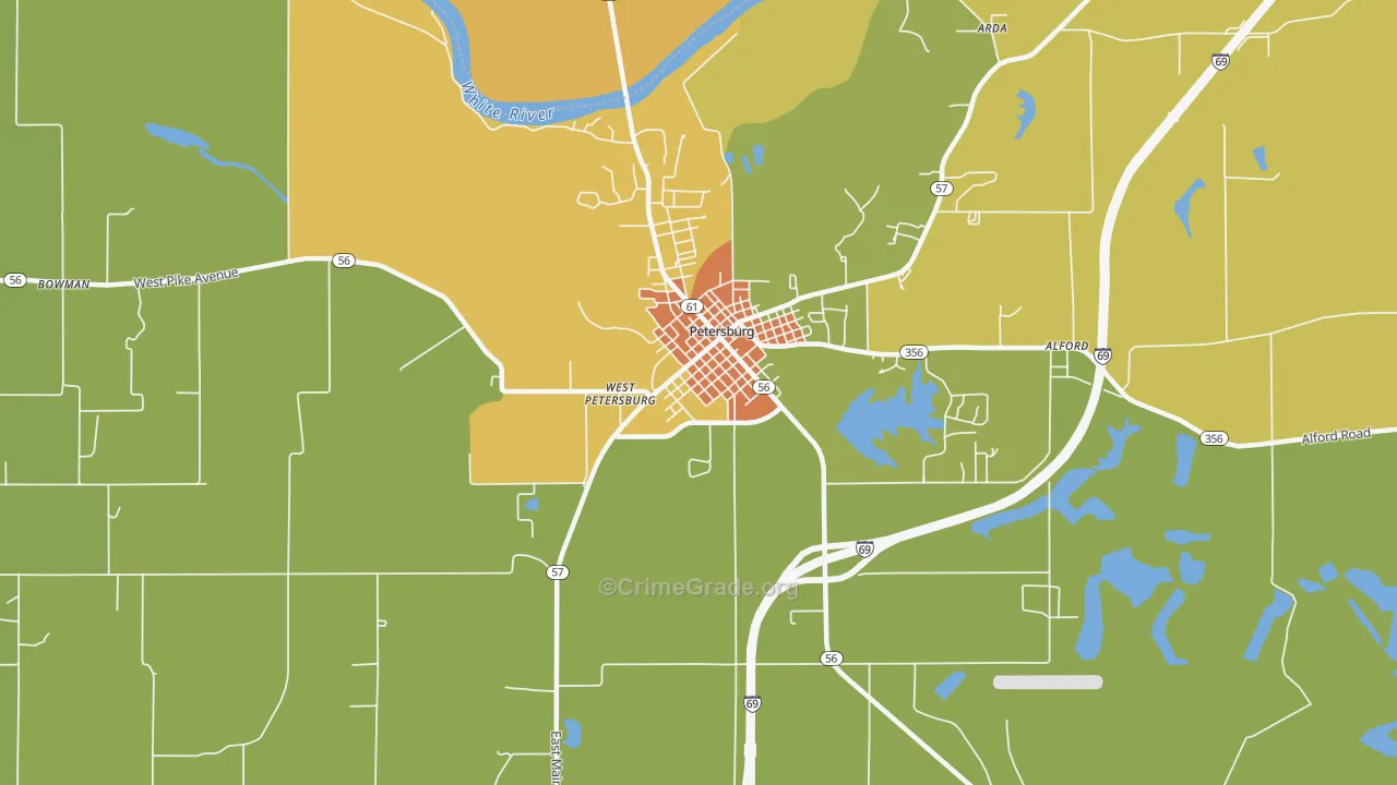 West Petersburg, IN Map of Drug-Related Crime Rates