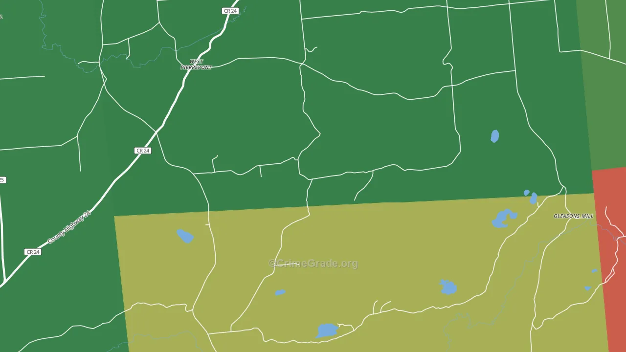 West Pierrepont, NY Map of Drug-Related Crime Rates
