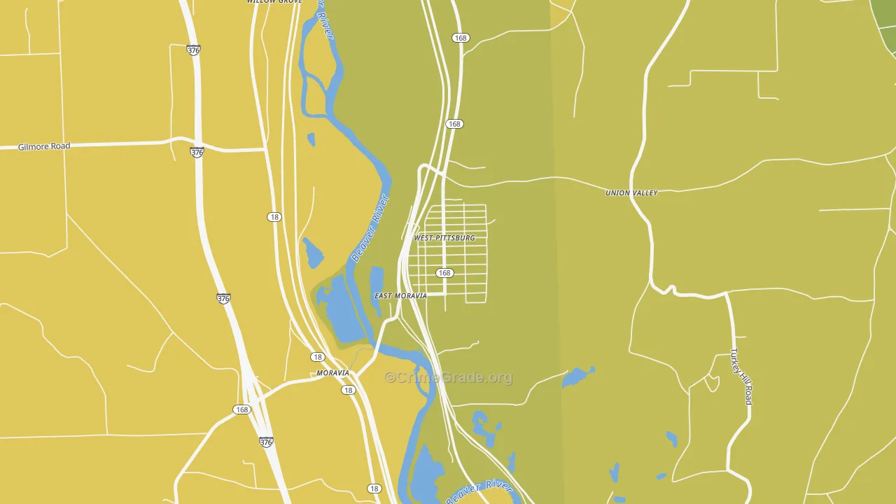 West Pittsburg, PA Map of Drug-Related Crime Rates