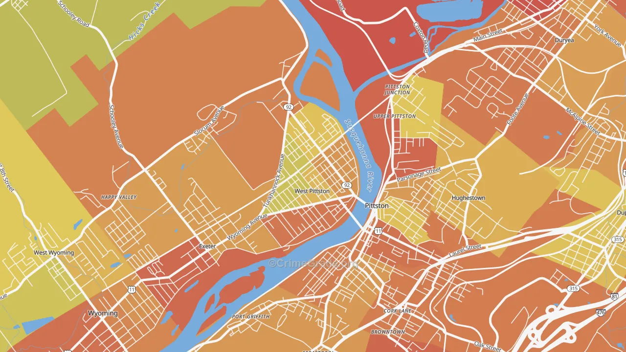 West Pittston, PA Map of Drug-Related Crime Rates