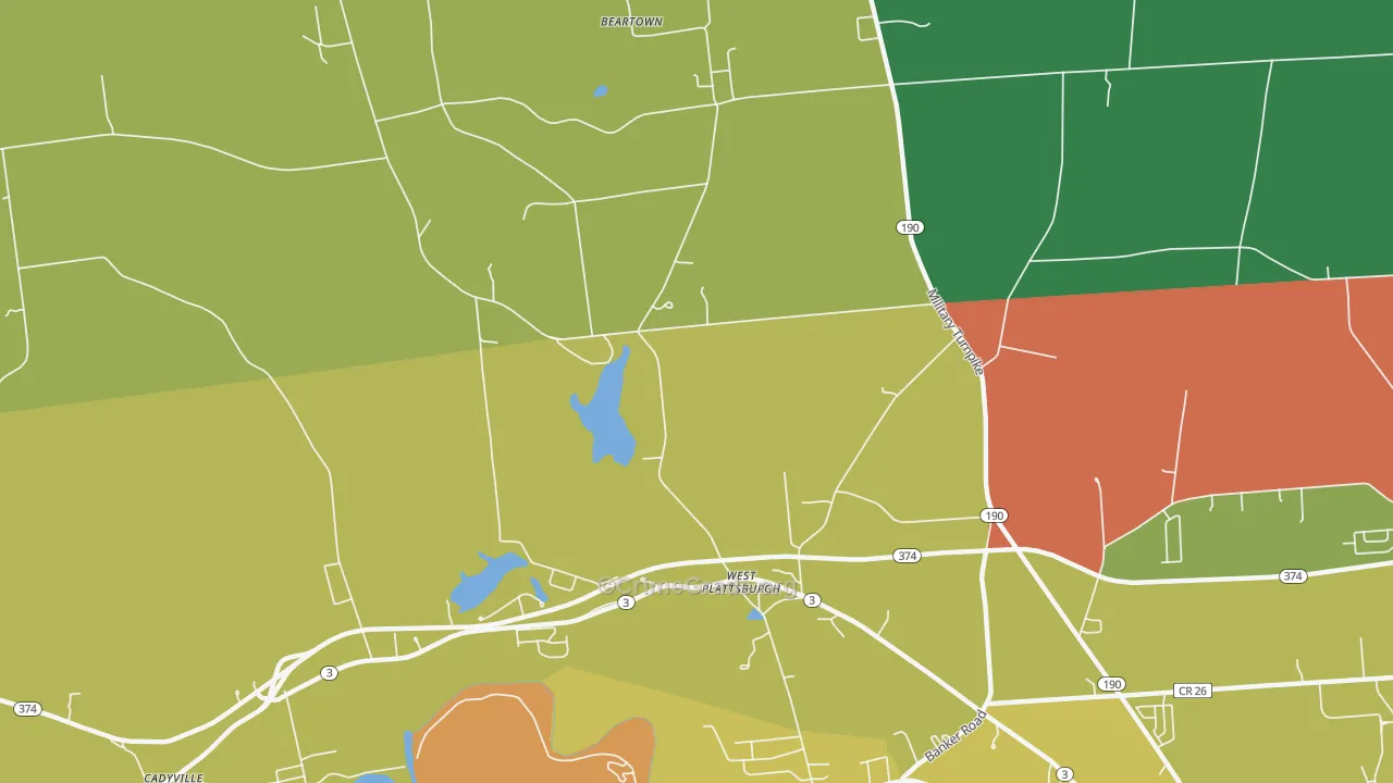 West Plattsburg, NY Map of Drug-Related Crime Rates