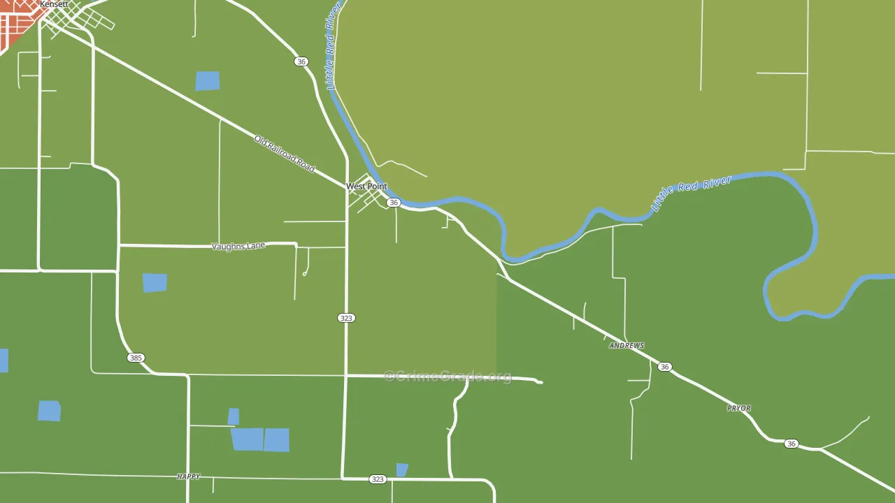 West Point, AR Map of Drug-Related Crime Rates