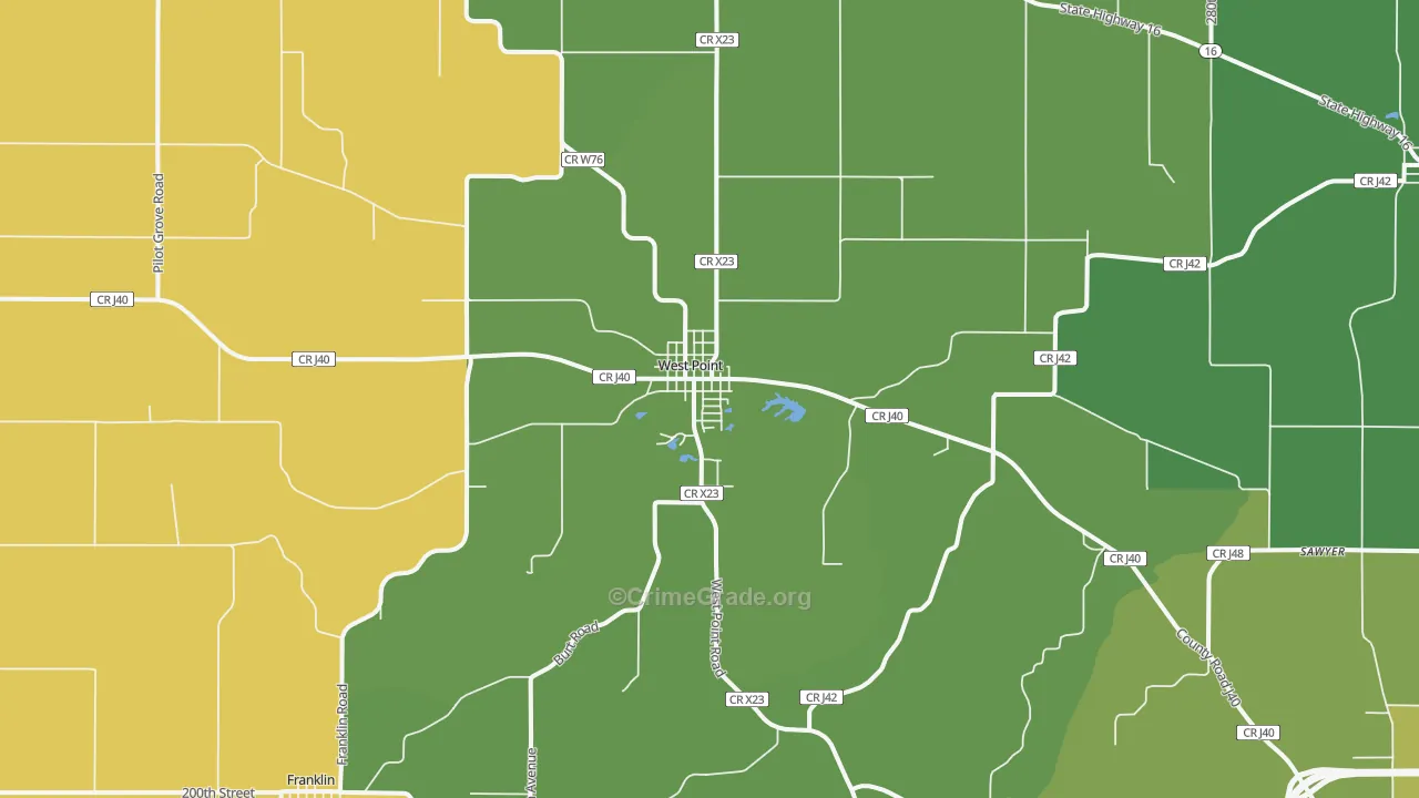 West Point, IA Map of Drug-Related Crime Rates