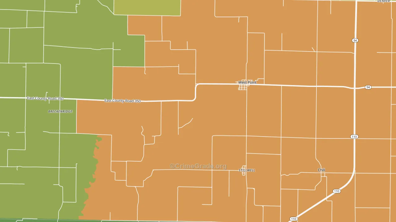 West Point, IL Map of Drug-Related Crime Rates