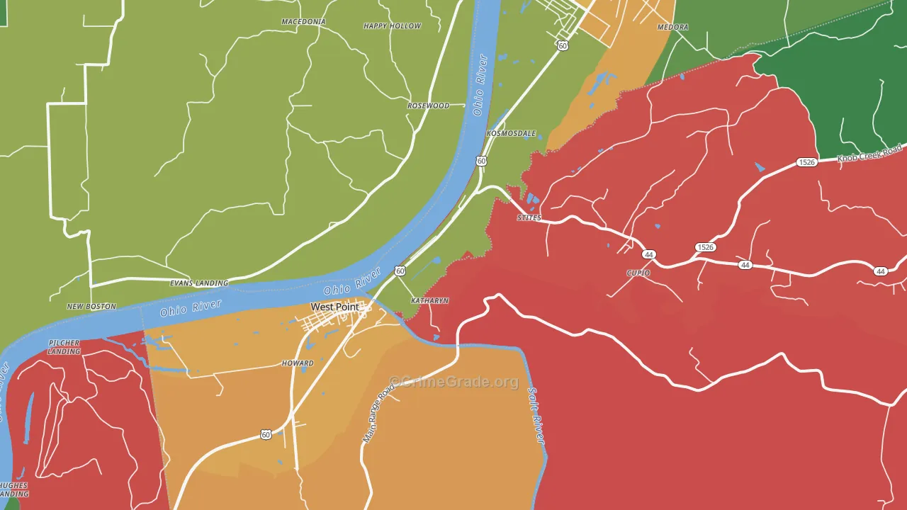 West Point, KY Map of Drug-Related Crime Rates