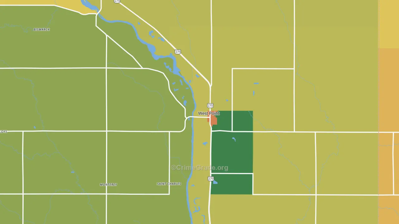 West Point, NE Map of Drug-Related Crime Rates