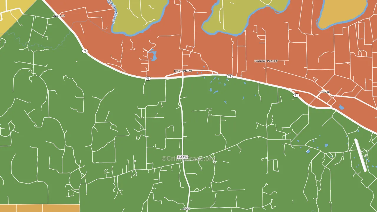 West Point, TX Map of Drug-Related Crime Rates