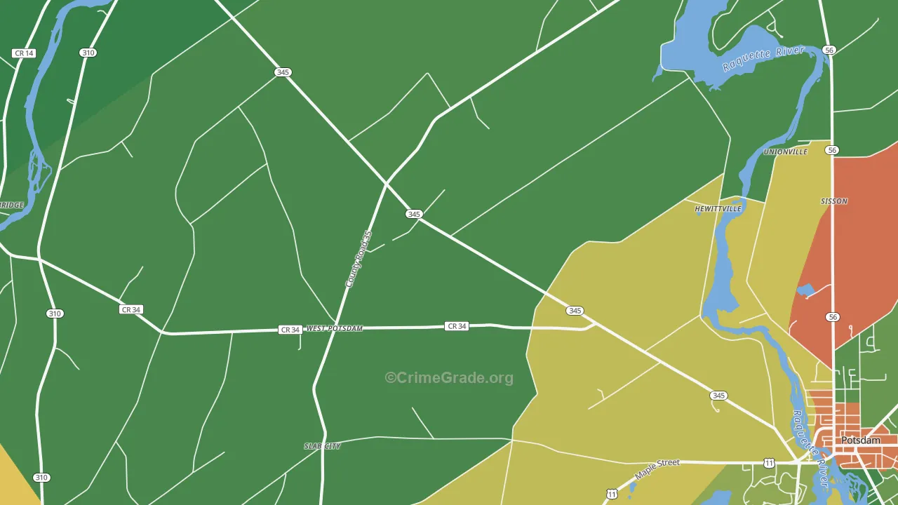 West Potsdam, NY Map of Drug-Related Crime Rates