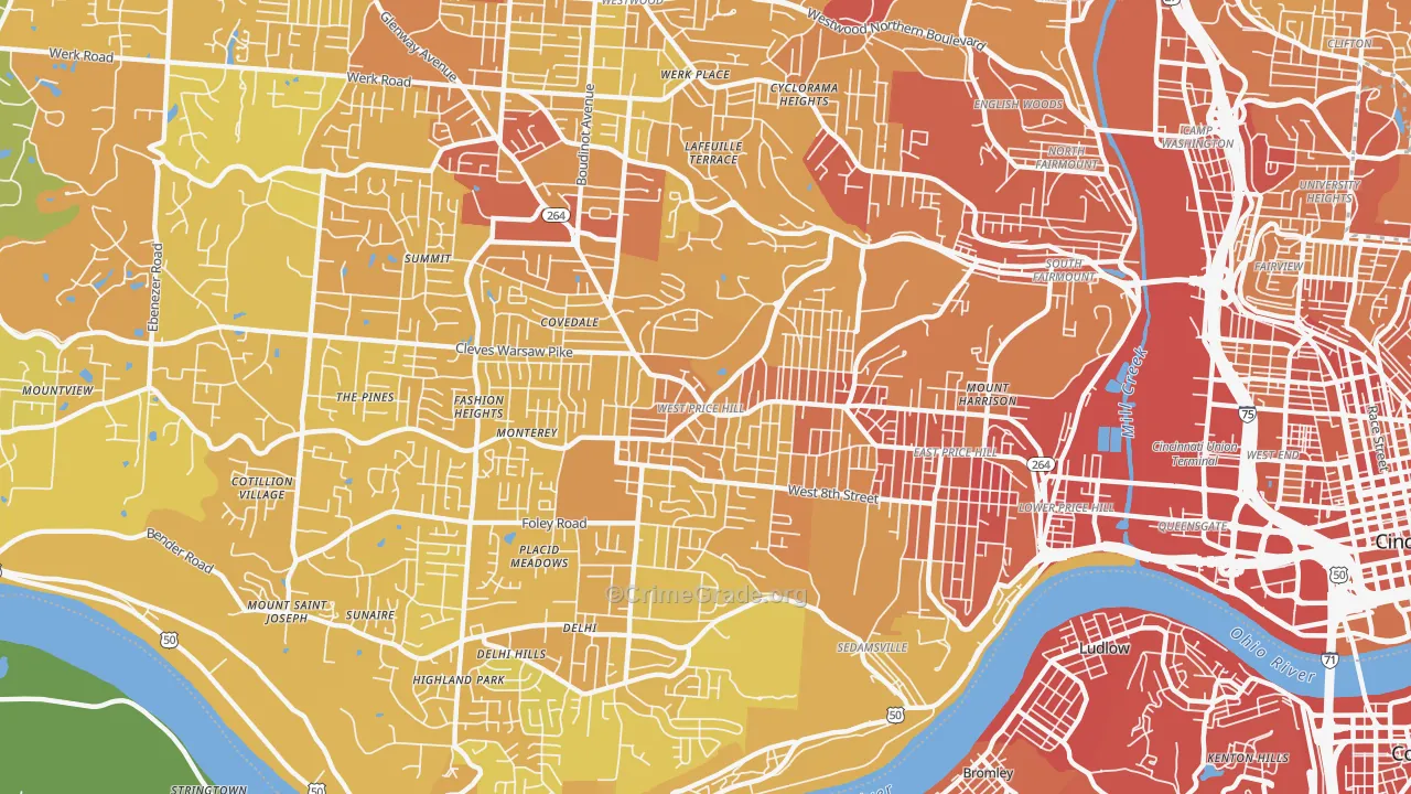 West Price Hill, Cincinnati, OH Map of Drug-Related Crime Rates