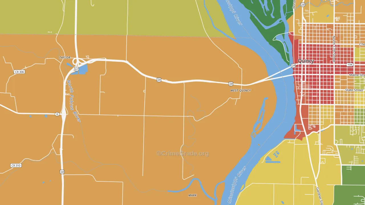 West Quincy, MO Map of Drug-Related Crime Rates