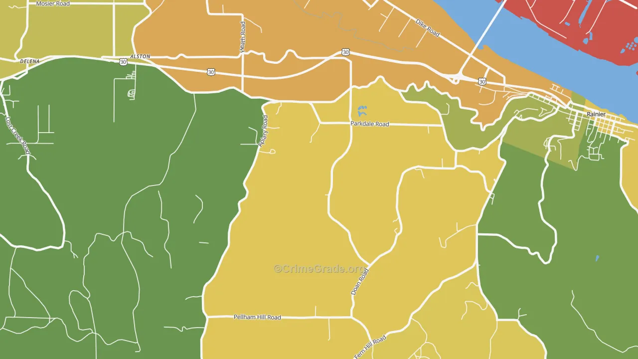 West Rainier, OR Map of Drug-Related Crime Rates