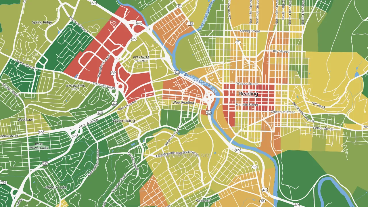 West Reading, PA Map of Drug-Related Crime Rates