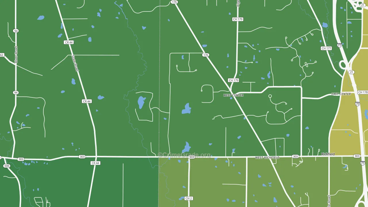 West Richfield, OH Map of Drug-Related Crime Rates