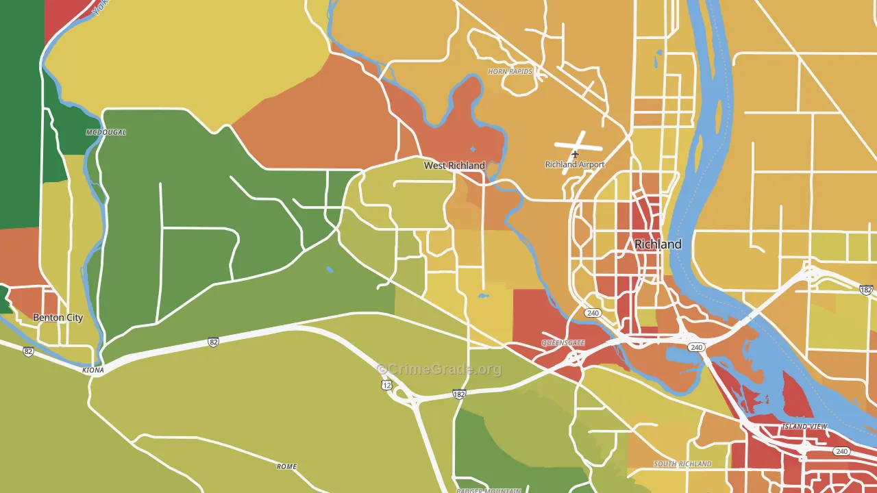 West Richland, WA Map of Drug-Related Crime Rates