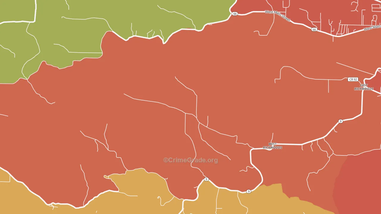 West Richwoods, AR Map of Drug-Related Crime Rates