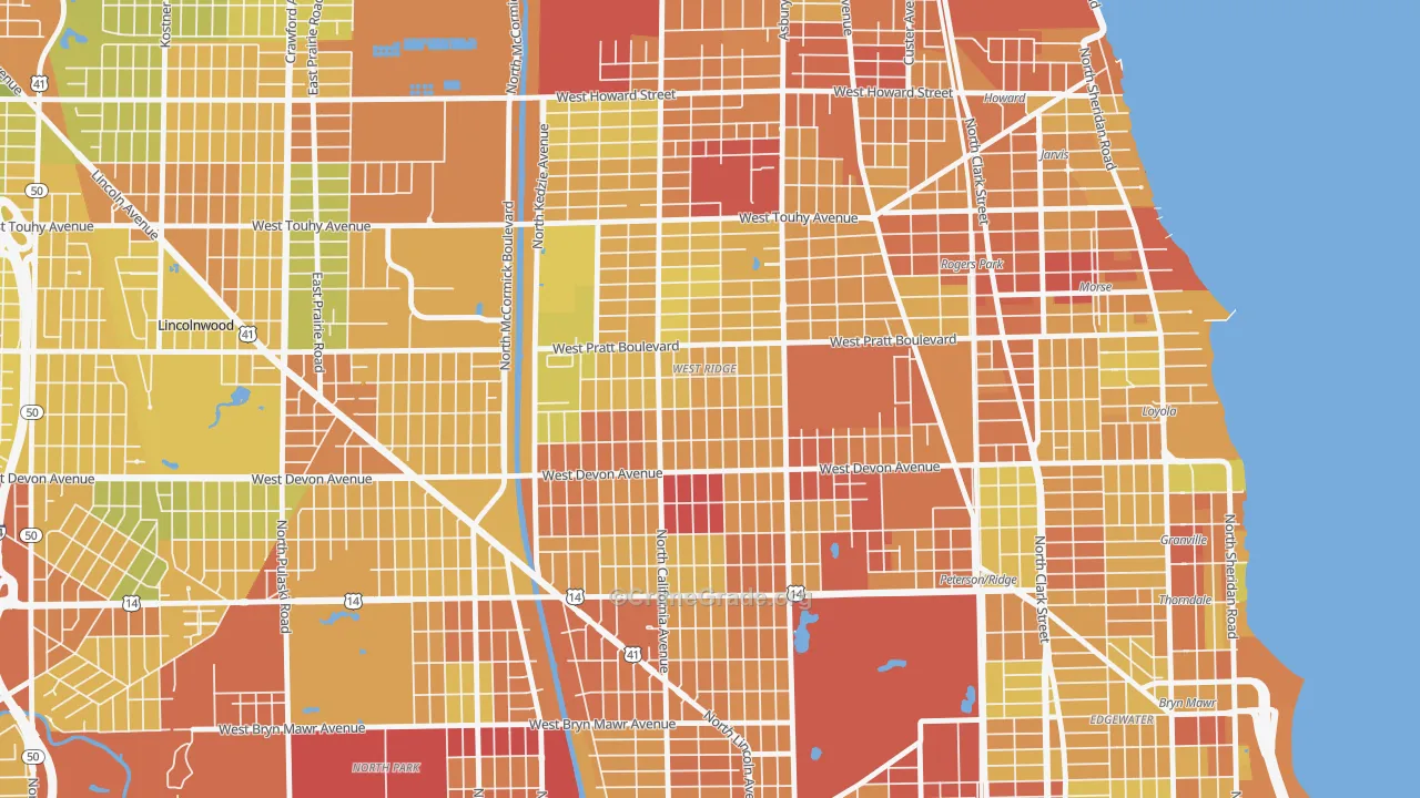 West Ridge, Chicago, IL Map of Drug-Related Crime Rates