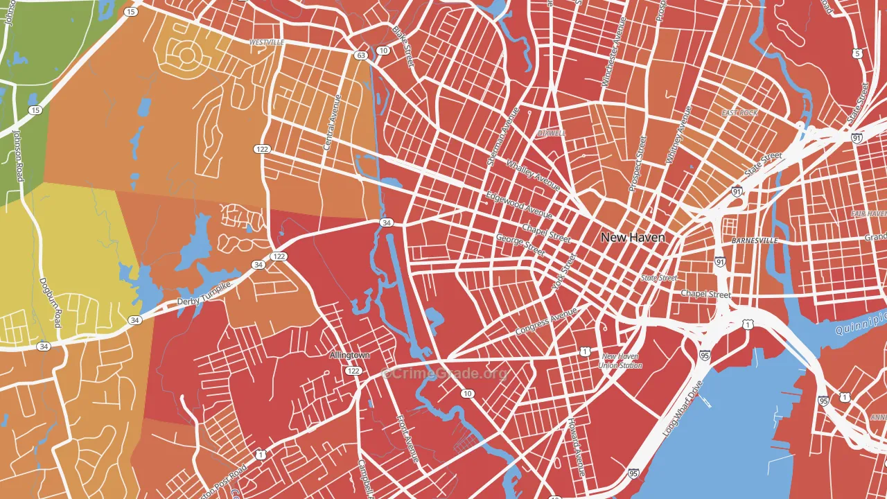West River, New Haven, CT Map of Drug-Related Crime Rates