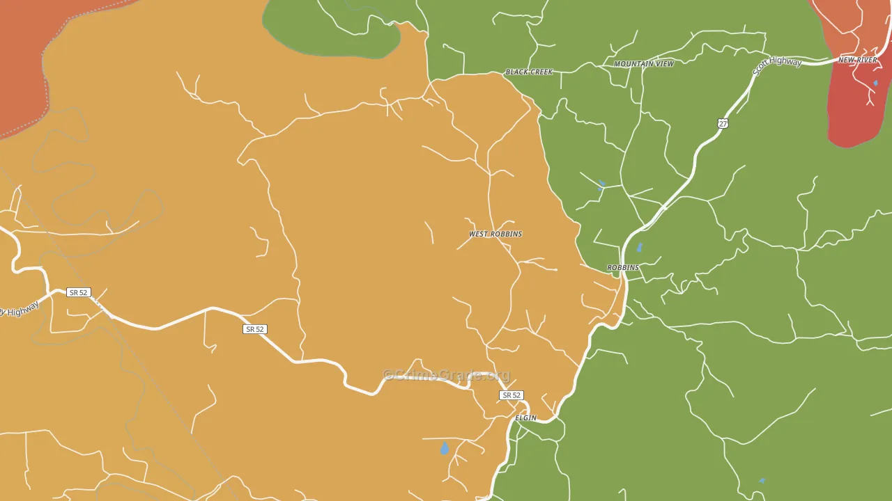 West Robbin, TN Map of Drug-Related Crime Rates