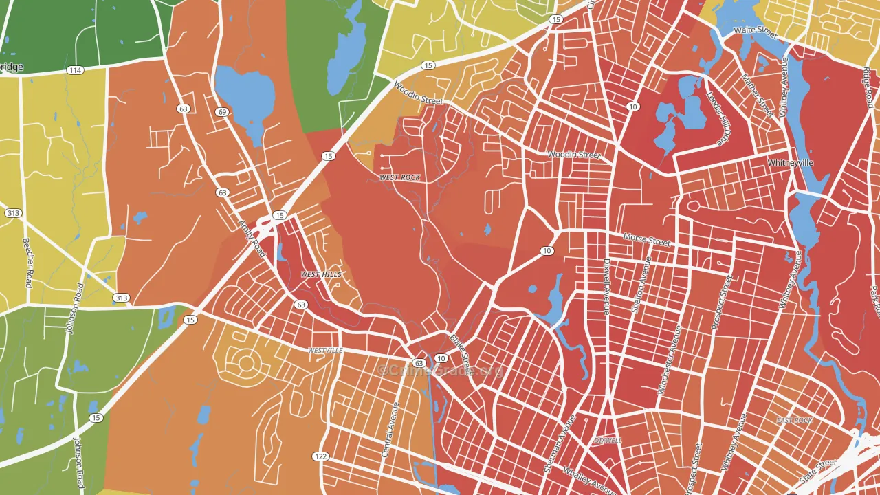 West Rock, New Haven, CT Map of Drug-Related Crime Rates