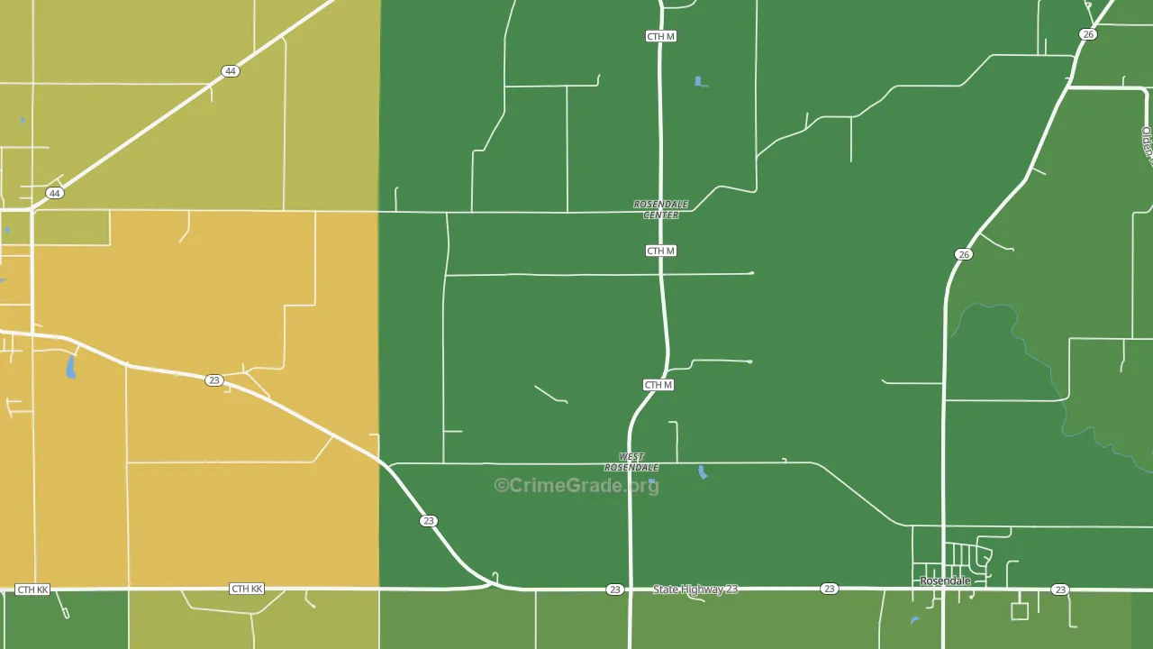 West Rosendale, WI Map of Drug-Related Crime Rates