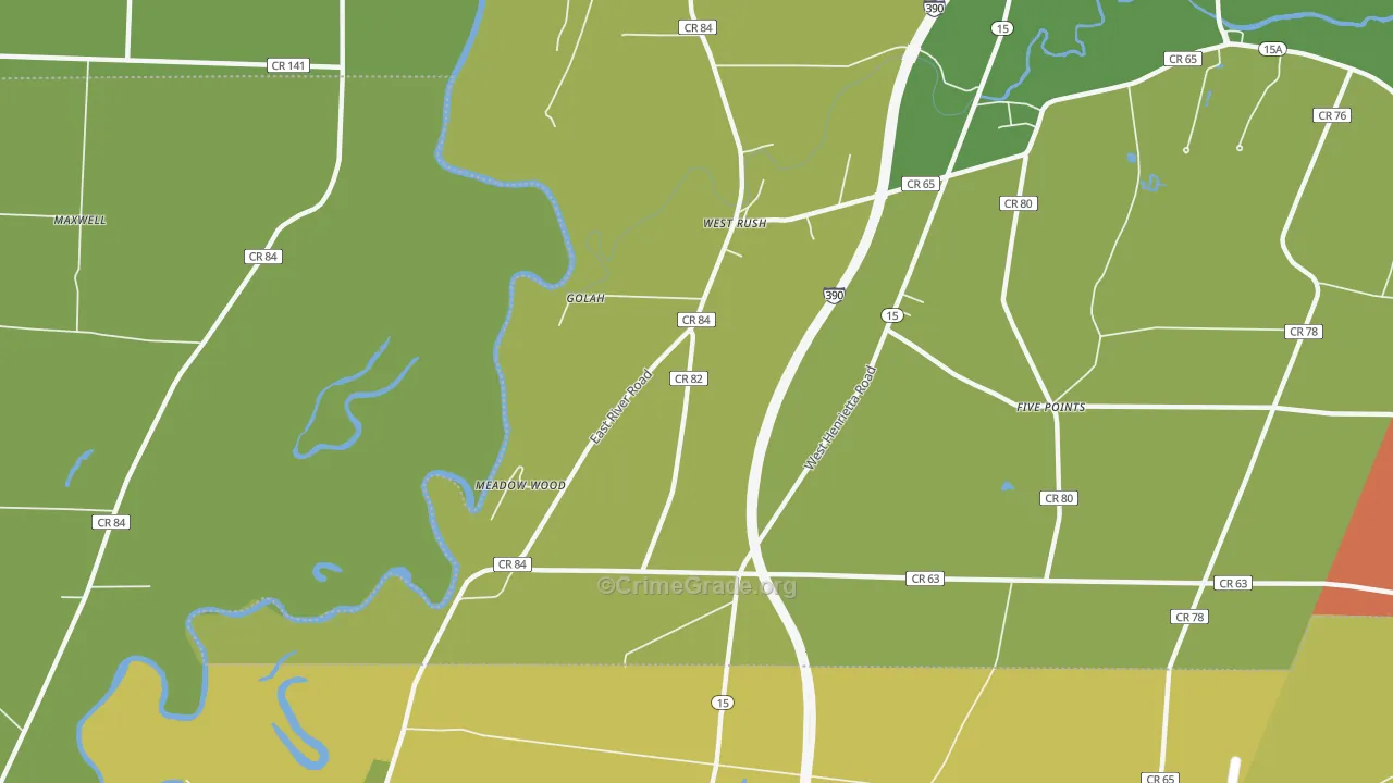 West Rush, NY Map of Drug-Related Crime Rates