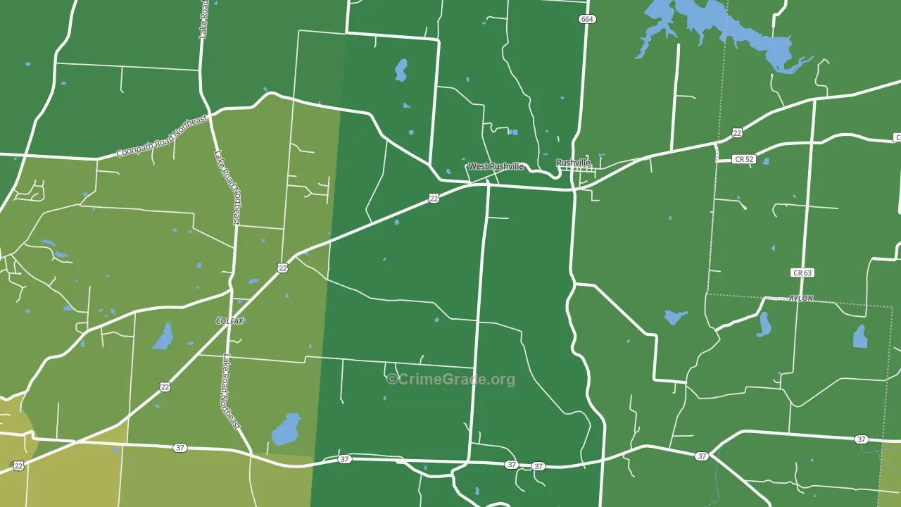 West Rushville, OH Map of Drug-Related Crime Rates
